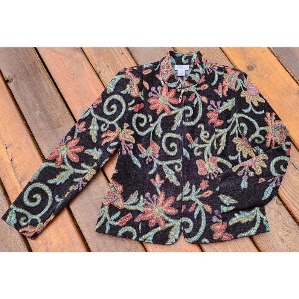 Vintage Molly + Maxx Zip-Up Jacket size Medium Floral Tapestry